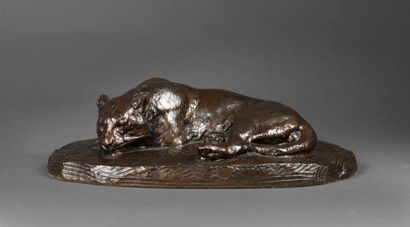 Antoine-Louis Barye Antoine-Louis BARYE (1795-1875) - Jaguar dormant, 1837 - Bronze...