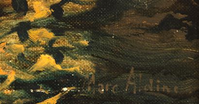 Marc ALDINE Marc ALDINE (1912-1972) - Gondoles à Venise - Huile sur toile signée...