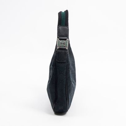 Gucci GUCCI - Small shoulder bag - In black woven monogram canvas and black grained...