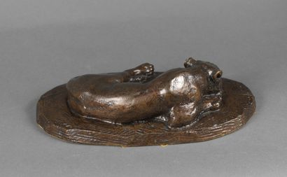 Antoine-Louis BARYE 
Antoine-Louis BARYE (1795-1875) - Sleeping Jaguar, 1837 - Bronze...