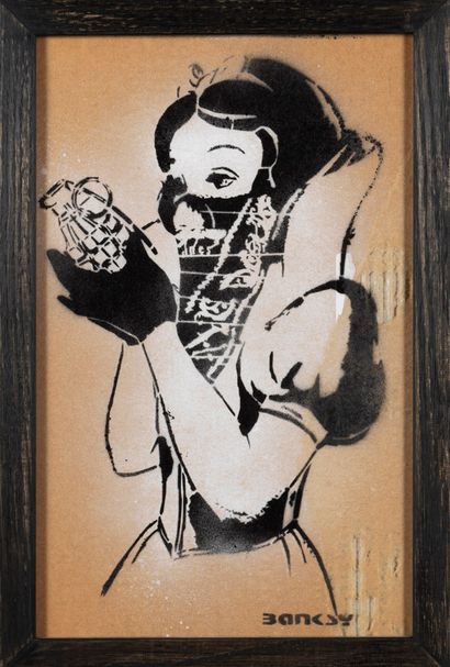 BANKSY 
BANKSY (1974) - The Snow White 

Aérosol et pochoir sur carton 

Signé au...