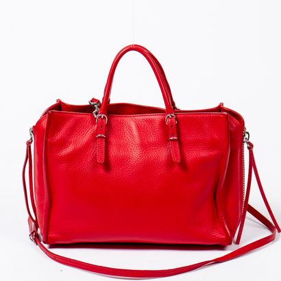 BALENCIAGA BALENCIAGA - Small tote handbag in red grained leather - Removable shoulder...