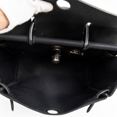 HERMES HERMES - Herbag model backpack in black leather delivered with two black canvas...