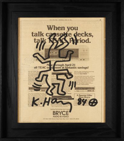 KEITH HARING Keith HARING (1958-1990) - Feutre - 37 x 28 cm - cachet d authentification...