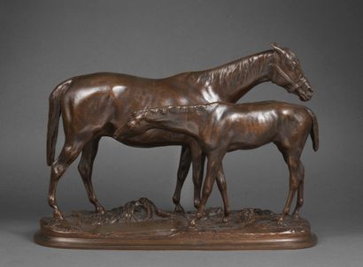 Pierre LENORDEZ 
Pierre LENORDEZ (1815-1892) - Jument et poulain - Bronze à patine...