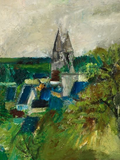 Guy BARDONE Guy BARDONE (1927-2015) Spring in Loches - Oil on canvas signed lower...