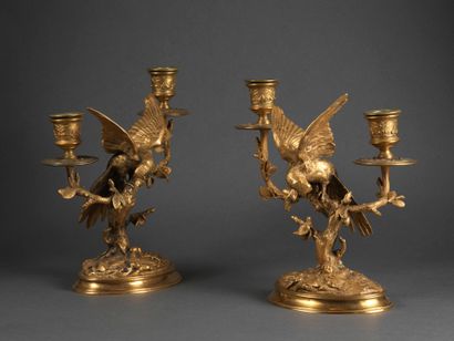 Antoine Louis BARYE Antoine-Louis BARYE (1795-1875) - Torches with parakeets on the...