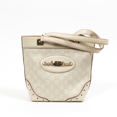 GUCCI GUCCI - Small tote bag in smooth calfskin and calfskin embossed with the Gucci...