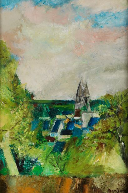 Guy BARDONE Guy BARDONE (1927-2015) Spring in Loches - Oil on canvas signed lower...