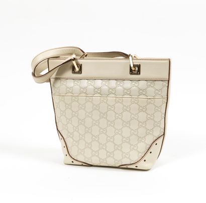 GUCCI GUCCI - Small tote bag in smooth calfskin and calfskin embossed with the Gucci...