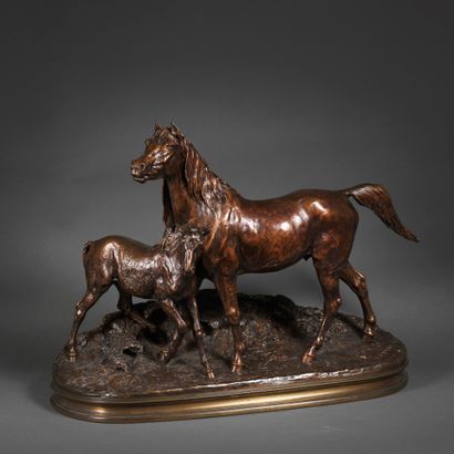 Pierre Jules MENE Pierre-Jules MÊNE (1810-1879) - Norman mare and her foal - Bronze...