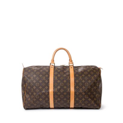 LOUIS VUITTON LOUIS VUITTON - Keepall 50 bag - in monogrammed canvas and natural...