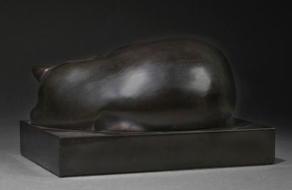 Ferdinand PARPAN Ferdinand PARPAN (1902-2004) - Sleeping Cat - Bronze with black...