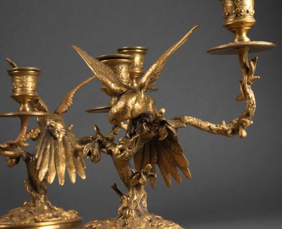 Antoine Louis BARYE Antoine-Louis BARYE (1795-1875) - Torches with parakeets on the...