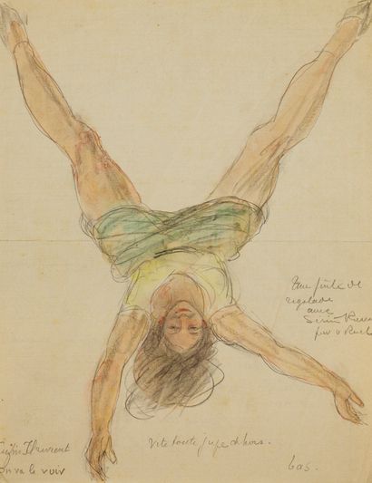 Odilon ROCHE Odilon ROCHE (1868-1947) - Toute jupe dehors - Mixed technique on paper...