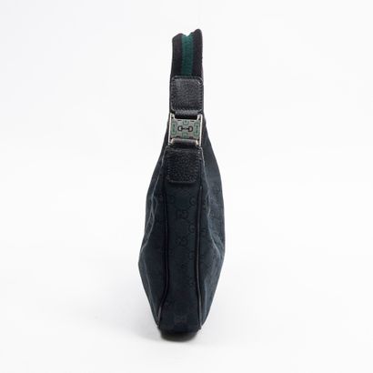 GUCCI GUCCI - Petit sac porté épaule – En toile monogramme tissé noir et cuir grainé...