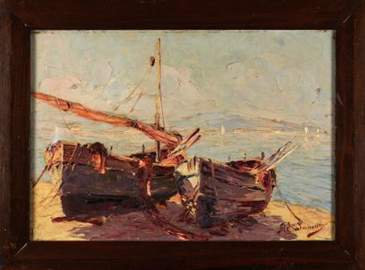 Salomon LE TROPEZIEN Salomon LE TROPEZIEN (XXth century) - Fishermen's boats on the...