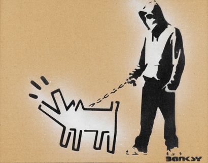 BANKSY BANKSY (1974) - Choose your weapon - Aerosol and stencil on cardboard - Signed...