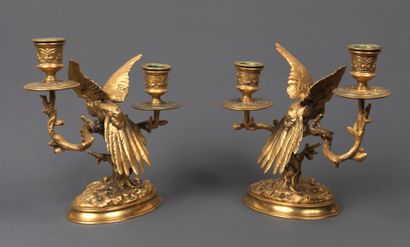 Antoine-Louis BARYE 
Antoine-Louis BARYE (1795-1875) - Torches with parakeets on...