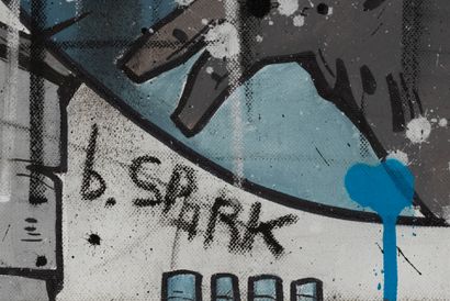 SPARK 
SPARK (Né en 1969) - Spiderman - Technique mixte sur toile - 80 x 80 cm

