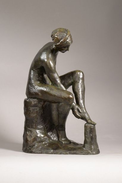 Robert WLÉRICK Robert WLÉRICK (1882-1944) - Baigneuse au turban- Bronze à patine...