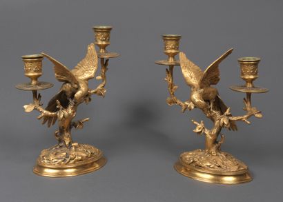 Antoine-Louis BARYE 
Antoine-Louis BARYE (1795-1875) - Torches with parakeets on...