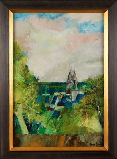 Guy BARDONE Guy BARDONE (1927-2015) Printemps à Loches - Huile sur toile signée en...