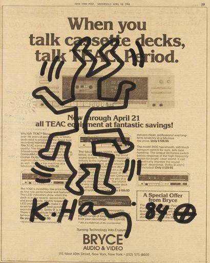 KEITH HARING Keith HARING (1958-1990) - Feutre - 37 x 28 cm - cachet d authentification...