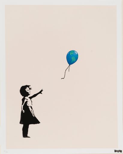 TOOLATE 
TOOLATE - girl with earth balloon - 2021 - Sérigraphie en couleur sur papier...