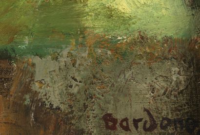 Guy BARDONE Guy BARDONE (1927-2015) Printemps à Loches - Huile sur toile signée en...