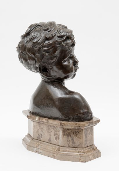 Aimé-Jules DALOU Aimé-Jules DALOU (1838-1902) - Buste d'enfant - Bronze à patine...