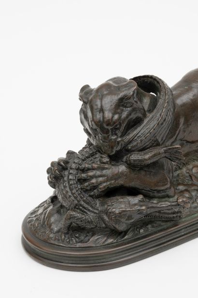 Antoine-Louis BARYE Antoine-Louis BARYE (1795-1875) - Tiger with gavial reduction...