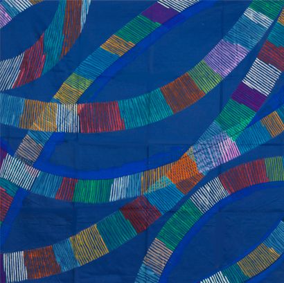 Piero DORAZIO Piero DORAZIO (1927-2005) - Model - Composition - Gouache on blue fabric...