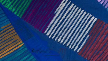 Piero DORAZIO Piero DORAZIO (1927-2005) - Model - Composition - Gouache on blue fabric...