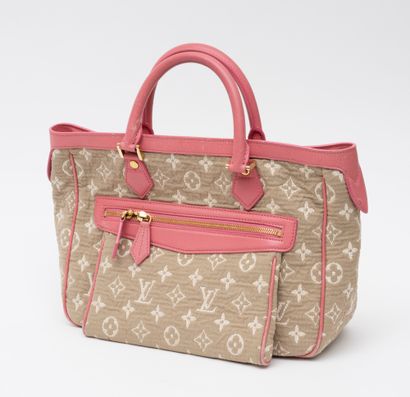 LOUIS VUITTON LOUIS VUITTON - Shopping bag in monogrammed woven canvas and pink leather...