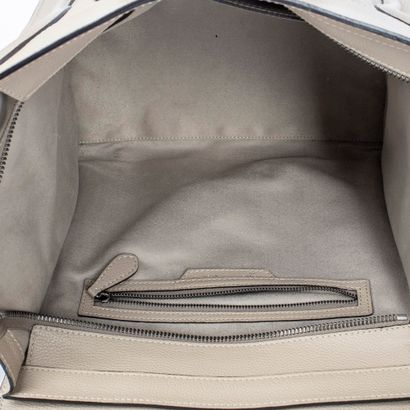 CELINE CELINE - Sac Luggage en cuir grainé gris tourterelle – Intérieur en suédine...
