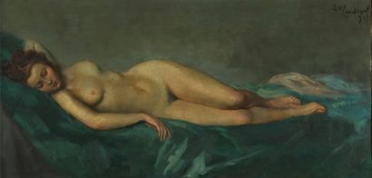 Emile Valentin CARDINAL Emile Valentin CARDINAL (1883-1958) - Femme nue sur un sofa,...