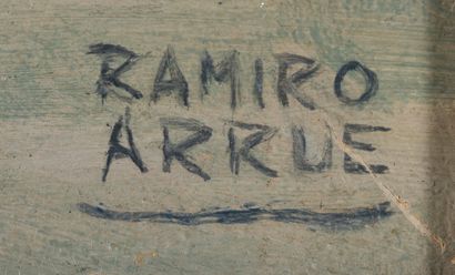 Ramiro ARRUE Ramiro ARRUE (1892-1971) - Barques au port de Saint-Jean de Luz - Huile...