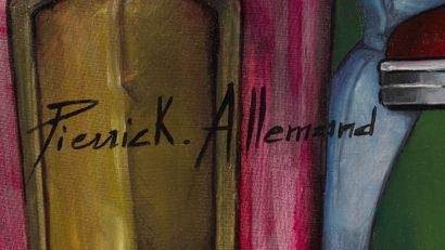 Pierrick ALLEMAND Pierrick ALLEMAND - P'tit verre - Mixed media on canvas signed...