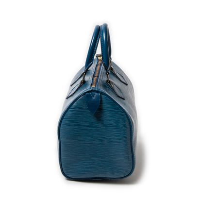 LOUIS VUITTON LOUIS VUITTON Speedy 25 bag in blue epi leather - Unlined interior...