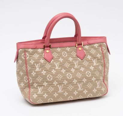 LOUIS VUITTON LOUIS VUITTON - Shopping bag in monogrammed woven canvas and pink leather...
