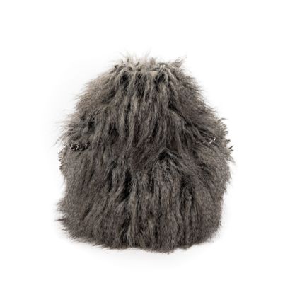 CHANEL CHANEL Paris oversized handbag in synthetic fur and black lambskin - black...