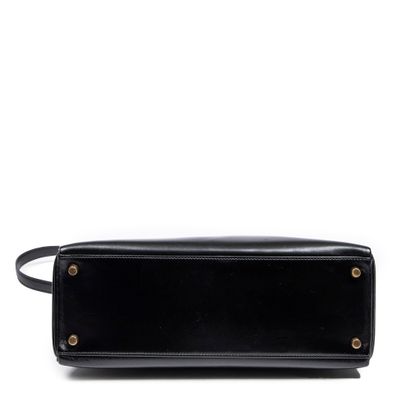 HERMES HERMES Paris Kelly 32cm black box calf - Black goat skin interior - Gold plated...