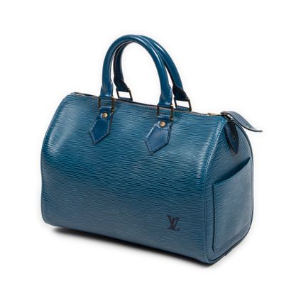 LOUIS VUITTON LOUIS VUITTON Speedy 25 bag in blue epi leather - Unlined interior...