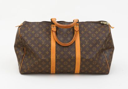 LOUIS VUITTON LOUIS VUITTON - Keepall 50 bag in monogram canvas and natural cowhide...