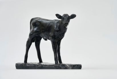 François POMPON François POMPON (1855-1933) - Heifer - Black patinated bronze signed...