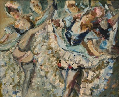 Marius WOULFART Marius WOULFART (1905-1991) - Danseuses de French Cancan - Huile...