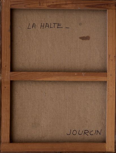 André JOURCIN André JOURCIN (1905-1974) - La halte - Huile sur toile signée en bas...