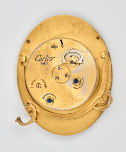 CARTIER CARTIER - Pendulette de chevet en métal doré avec alarme réveil - Boîtier...