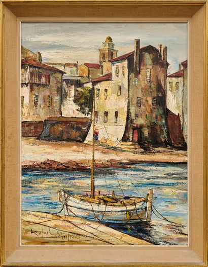 Rafael DAROCA Rafael DAROCA (1927) - La ponche Saint-Tropez - Huile sur toile signée...